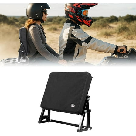 KEMIMOTO Universal ATV Backrest w/ Storage Pocket Heavy Duty Steel Frame Compatible with Polaris Suzuki Kawasaki Can Am Grizzly Fourtrax