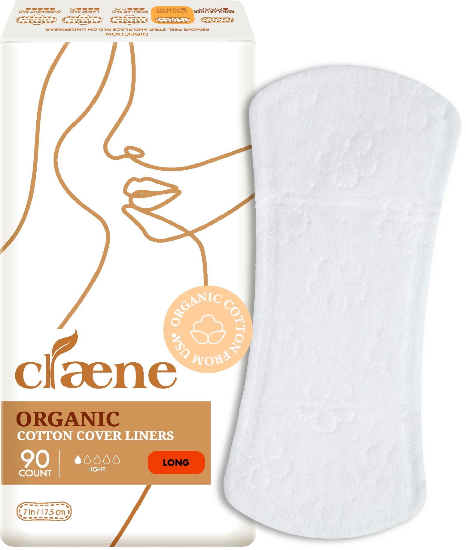 Claene Organic Cotton Panty Liners Natural Pantyliners For Women Long