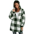 thumbnail image 6 of Grianlook Women Hoodies Jacket Long Sleeve Sherpa Coat Plaid Fleece Fuzzy Jackets Ladies Casual Outwear Loose Hooded Light Green XL, 6 of 6