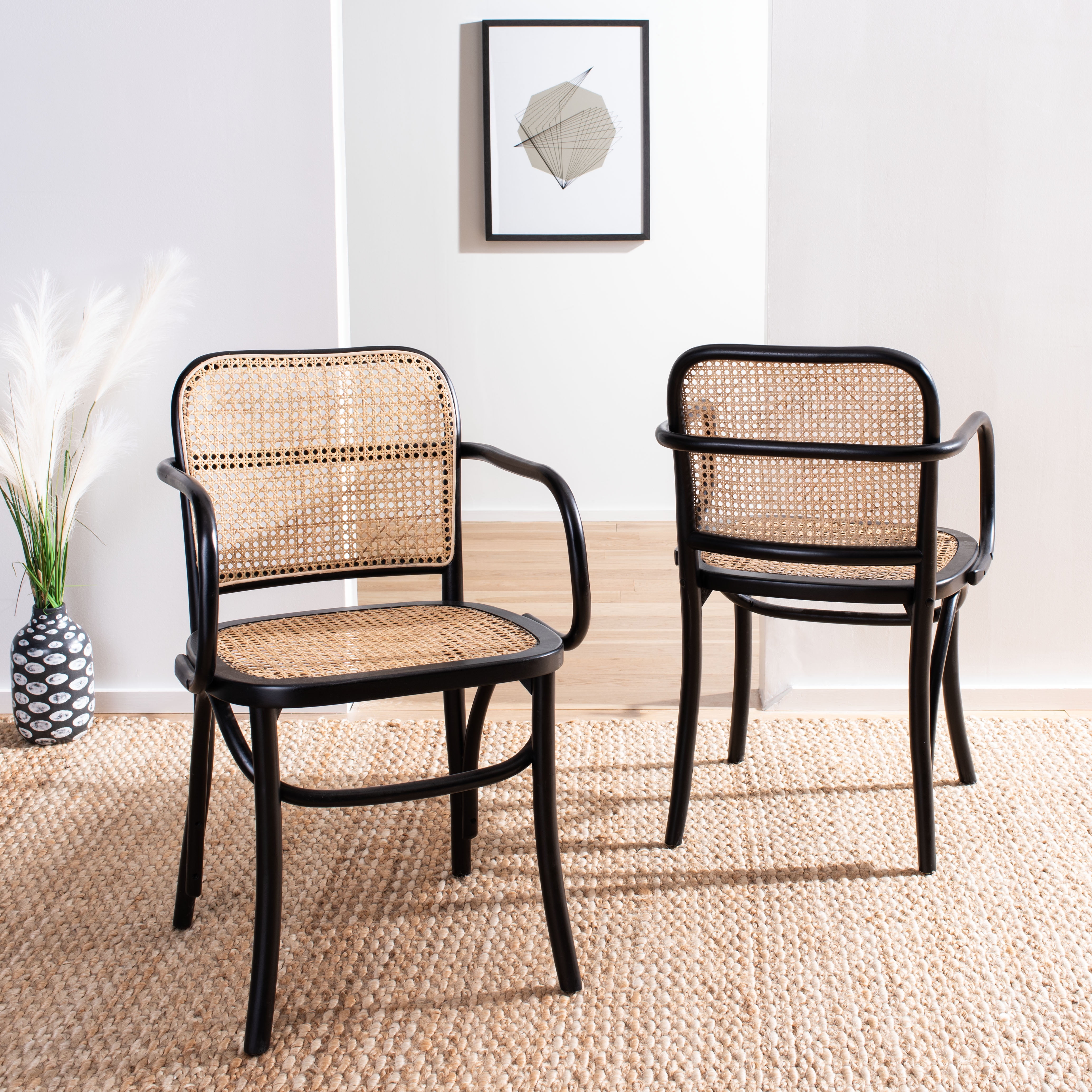 Shop Safavieh Keiko Nautical Solid Cane Dining Chair, Black/Natural from Walmart on Openhaus