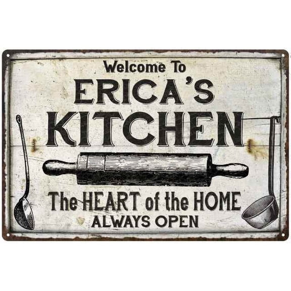 ERICA'S Kitchen Farmhouse Sign 8 x 12 High Gloss Metal 208120033172