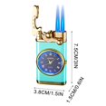 thumbnail image 3 of Dsseng Butane Torch Lighter  Double Fire Switching Lighter With Quartz Watch Metal Inflatable Windproof Blue Flame Lighter Fashion Gift Luminous  White, 3 of 5