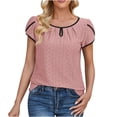 thumbnail image 2 of Tawop T Shirts for Women Womens T Shirts Round Neck Solid Loose Patchwork Panel Pink Xxl(Us:12), 2 of 7