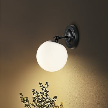 Ashop Wall Sconce Fixtures Matte Black with Bathroom Light LED Frosted Glass Shade Wall Light