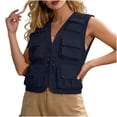 thumbnail image 2 of Xdegoge Utility Vest for Women V Neck Sleeveless Outdoor Cargo Fishing Waistcoat Multi Pocket Design Solid Color Loose Fit Casual Functional Lightweight Travel Vest, 2 of 6