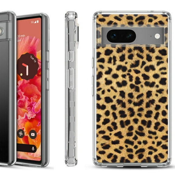 Shockproof Phone Case for Google Pixel 8a 5G, Hybrid Case Cover, by OneToughShield - Cheetah Gold/Black