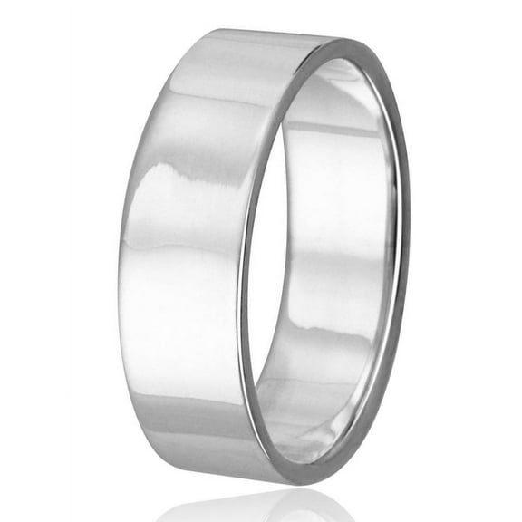 High Polished Sterling Silver 6MM Plain Flat Wedding Band Ring Size 12