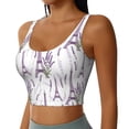 thumbnail image 2 of Bixox Women's Lavender Flowers Pattern Fitness Navel Tank Top U-Back Yoga Tank Top Sweatshirt Sports Bra, 2 of 7