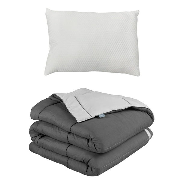 Edredón Dos vistas Individual Rogga Gris Oxford - Gris Perla + Almohada Frosty