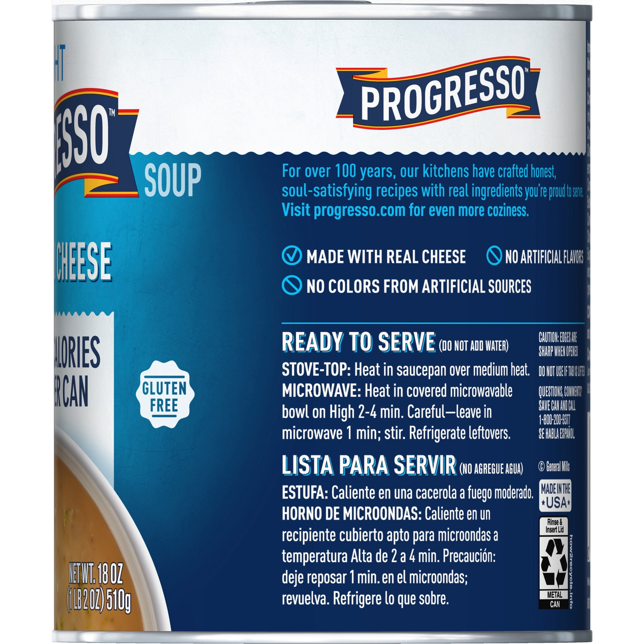(12 pack) Progresso Light, Broccoli Cheese Canned Soup, Gluten Free, 18 oz.