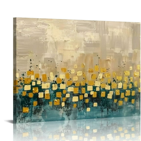 Acheng A74650 brown And blue Abstract Painting Modern Decor Wall Art Tan color Canvas Gray Painting Contemporary Decor Abstract Canvas Living Room Art Painting picture 1
