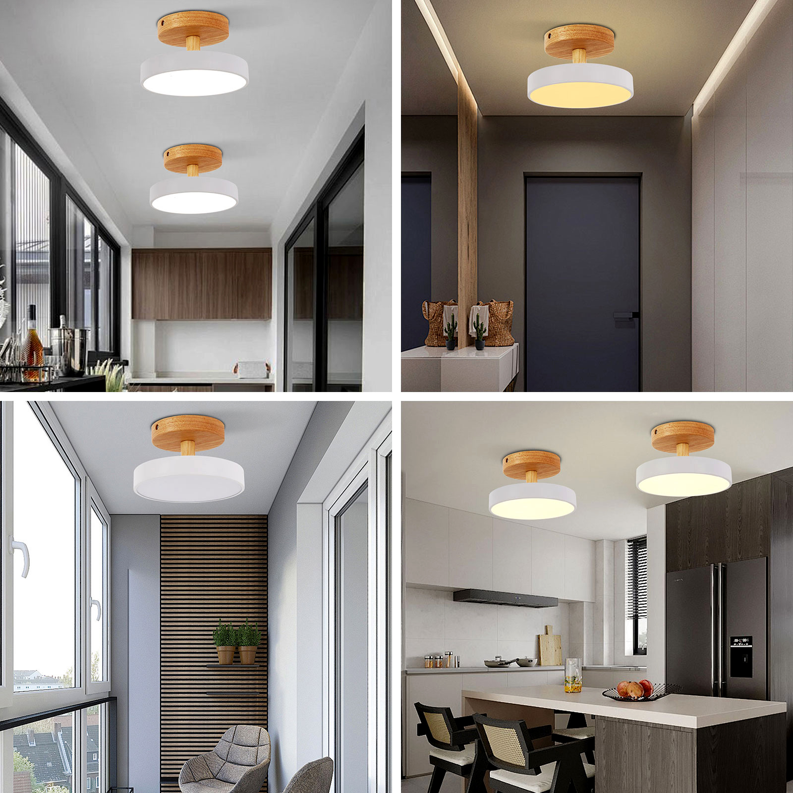 Ceiling Light, Ceiling Mount Light Fixture, Wide Voltage Ceiling Lamp with Three Light Colors