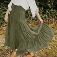 thumbnail image 5 of QATAINLAV Women's Drawstring Smocked Waist Long Skirts Summer Flowy Boho Maxi Skirt Pleated A Line Skirts Casual Vacation Outfits Army Green XXL, 5 of 10