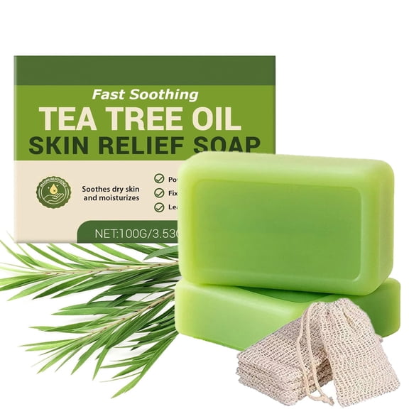 Tea Tree Soap - Natural Herbal Soap Bar with Tea Tree Oil, Coconut Oil & Witch Hazel, Deep Pore Cleansing, Gentle Exfoliating Foot & Body Soap for Men & Women, Vegan Daily Use Makeup Organizers