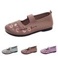 thumbnail image 2 of XIMIN Women's Flower Embroidered Slip On Knitting Flat Loafers Breathable Elastic Mesh Comfy Platform Non Slip Walking Nurse Shoes Casual Walking Sneakers (6.5, Off-White), 2 of 9