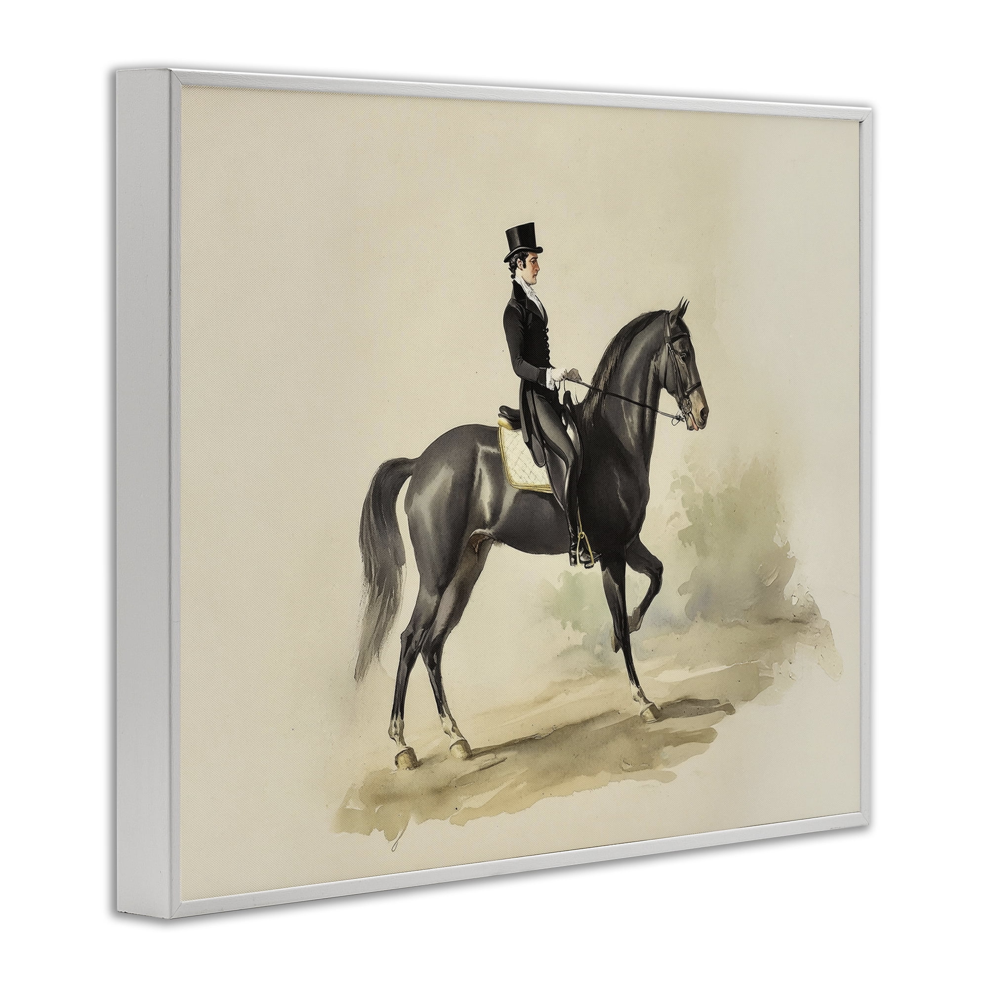 Stupell Industries Gentleman On A Horse White Framed Giclee Art, design by Sisi and Seb