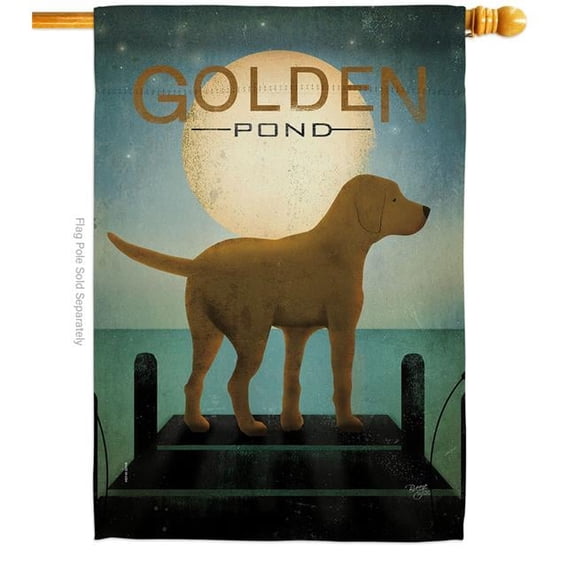Breeze Decor H110135-BO Golden Pond House Flag Animals Dog 28 x 40 in. Double-Sided Decorative Vertical Flags for Decoration Banner Garden Yard Gift