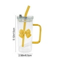 thumbnail image 2 of WEGFTDUOP Valentine's Day 400ml Glass Water Cup With Handle Cover Glass Straw And Detachable Butterflys Decoration, 2 of 7