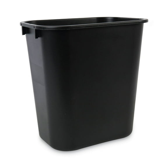 Unisan Trash Can  14 Quart Black Plastic Open Top Rectangular EA/1