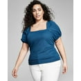 thumbnail image 5 of Now This Plus Size Puff Sleeve Top Jade 3X, 5 of 5