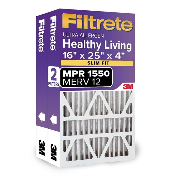 Filtro de aire Filtrete 16x25x4 (SlimFit) MPR 1550 DP, paquete de 2