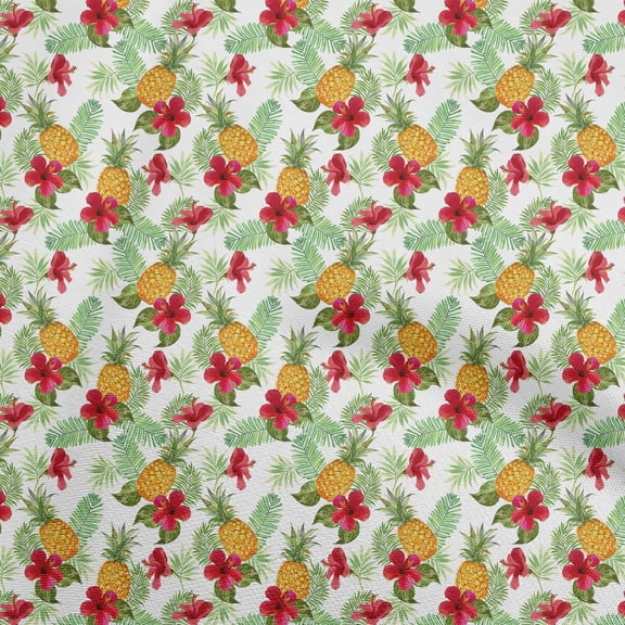 oneOone Silk Tabby White Fabric Tropical Leaf Diy Clothing Quilting Fabric Print Fabric By Yard 42 Inch Wide