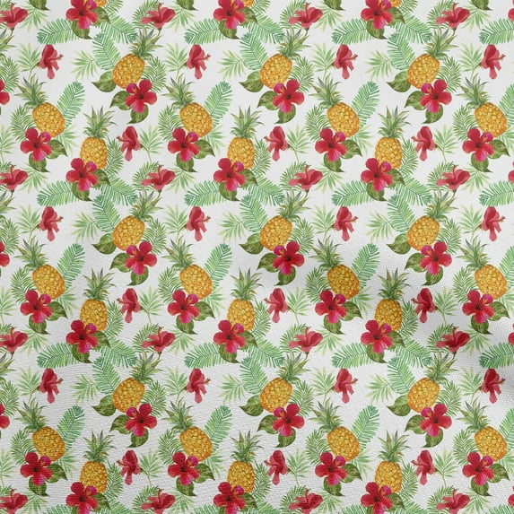 oneOone Cotton Cambric White Fabric Tropical Leaf Diy Clothing Quilting Fabric Print Fabric By Yard 56 Inch Wide