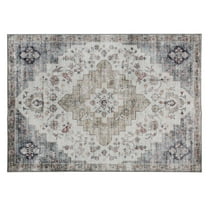 4x6 Area Rug Vintage Washable Non-Slip Rug - Living Room Bedroom Carpet Brown Green