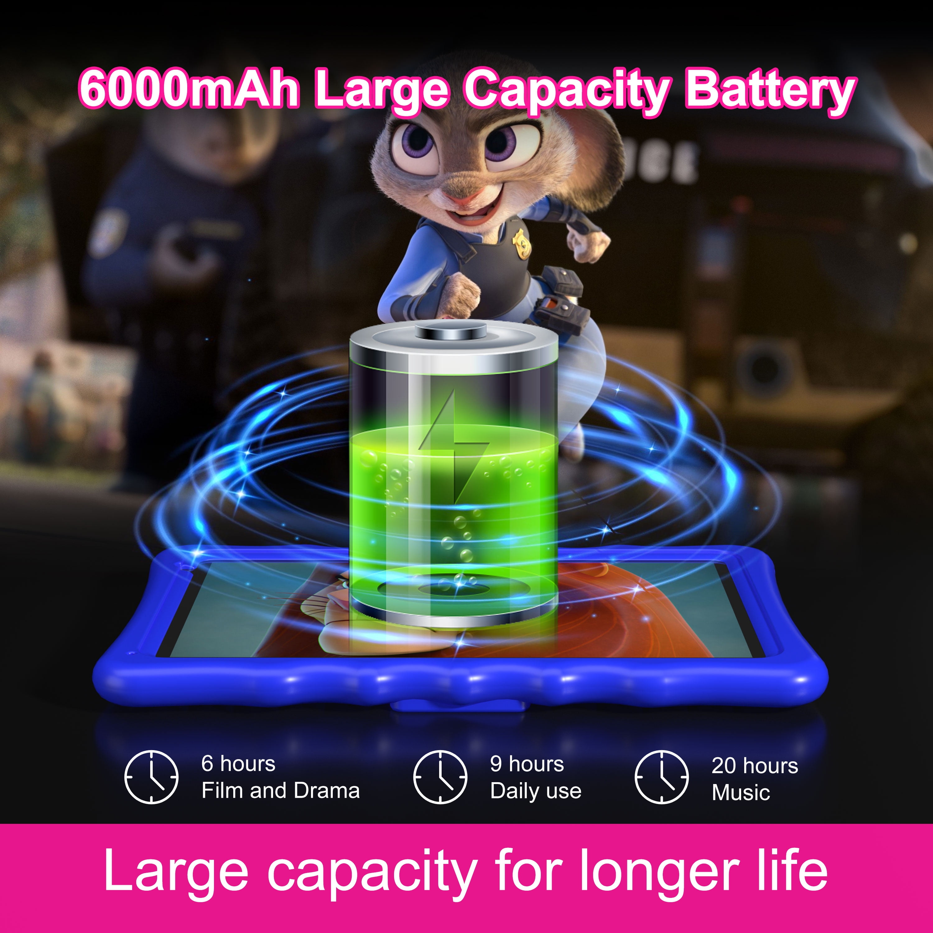 Kids Tablet, 10.1 inch Android 13 Tablet for Kids, 4GB RAM 32GB ROM 5000mAh Battery, Toddler Tablets with Bluetooth, WiFi, Parental Control, Dual Camera, Shockproof Case