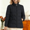 thumbnail image 2 of Packable Puffer Jacket Women Plus Size Winter Warm Jacket Padded Coats Lightweight Down Coat Long Sleeve Outerwear, 2 of 5
