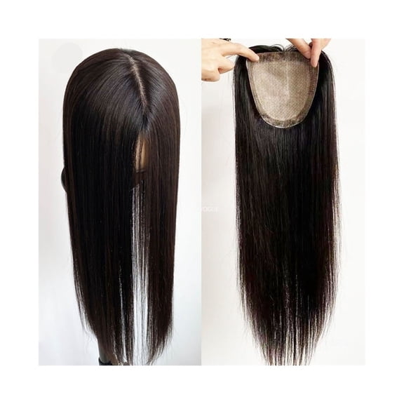 10-24 Inch Long European Virgin Human Hair Topper 12×13 CM Silk Top Base PU Around Straight Hair Topper Hairpieces for Women with Thinning Hair