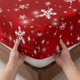 thumbnail image 3 of Twin Sze Fitted Sheet Set - Red Snowflake Christmas 2 Piece Bedding Sets 16" Deep Pocket Fitted Sheet with 1 Pillowcase, Xmas Snowflake Modern Art Winter Brushed Microfiber Hotel Luxury Bed Sheets, 3 of 9