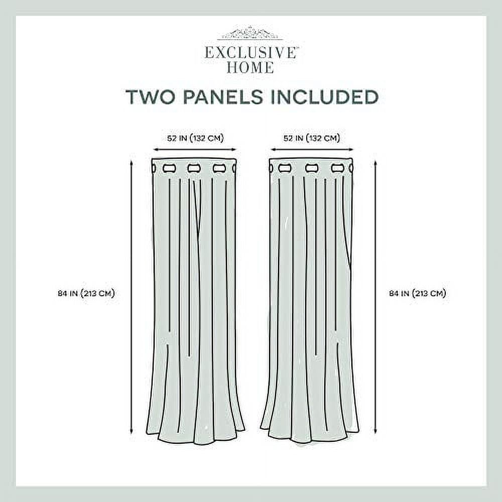 Exclusive Home Sateen Twill Woven Room Darkening Blackout Grommet Top Curtain Panel Pair, 52"x84", Peacoat Blue