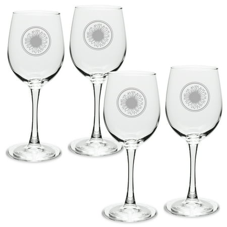 

Sunflower Deep Etched White Wine Glass Set of 4