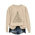 thumbnail image 4 of NMMUED Christmas Sweatshirt Cute Fall Tops Christmas Shirts for Women Womens Graphic Sweatshirts Vintage Christmas Sweatshirt Cute Sweatshirts Christmas Apparel for Women Beige L, 4 of 5