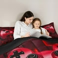 thumbnail image 5 of Feelyou 3D Game Console Bedding Comforter Set 7 Pieces for Boys, Modern Video Gaming Lover Full Bedding Set, Red Square Honeycomb Reversible Fitted Sheet Flat Sheet, Luxury Bedroom Decor, 5 of 9