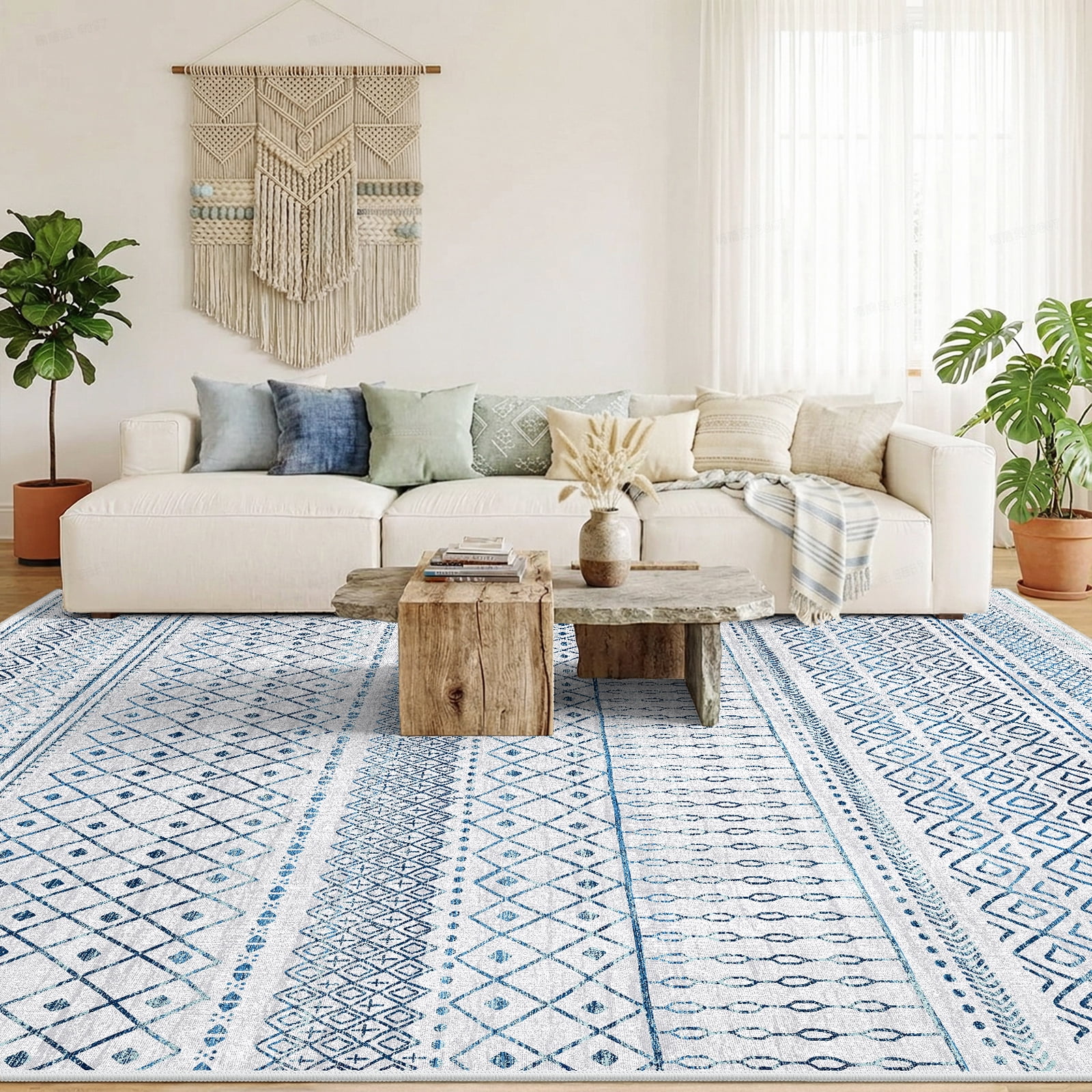 CHITOOMA 5'x7' Area Rugs for Living Room, Washable Rugs Print Pattern Boho Soft Geometric Bohemian Carpet Indoor Rug for Bedroom Dining Room Office Nonslip Foldable Rug