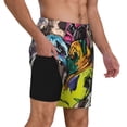 thumbnail image 2 of Kdxio Colorful Pug Print Mens Swim Shorts with Mesh Lining, Breathable and Quick-Drying, Adjustable Waist, Privacy Pocket-3X-Large, 2 of 6