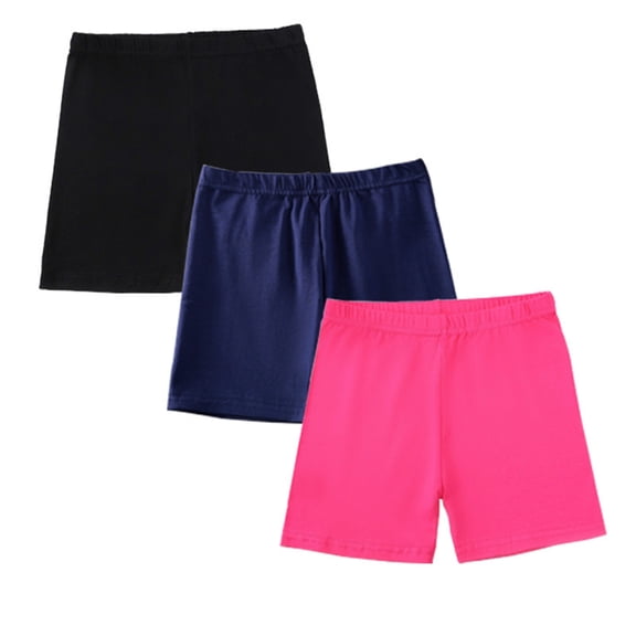 CPNG 3 Pack Set Girls Dance Shorts Cartwheel Toddler Biker Under Dress Multi-Color Kids Bike Shorts High Waisted Tight Shorts(Navy,5-6 Years)