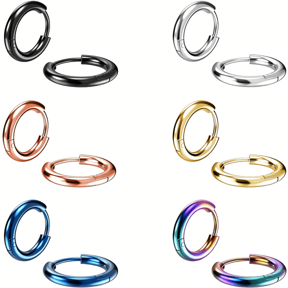 DESIGNICE 316L Stainless Steel Small Hoop Earrings 8Mm Hypoallergenic Huggie Hoop Earrings Helix Lobes Hinged Sleeper Earrings Cartilage Piercings