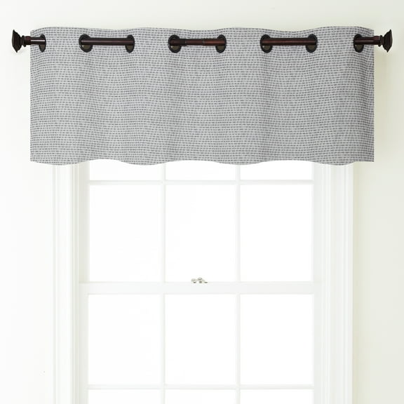 Lanco Basil Room Darkening Window Curtain Valance with Grommet Top, Silver, 54 x 18"
