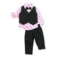 thumbnail image 6 of Genuiskids 3Pcs Toddler Baby Boy Formal Suits Single-Breasted Waistcoat Vest + Sailboat Print Long Sleeves Bow Tie Shirt Tops + Suit Trousers Wedding Party School Stage Performance Sets, 6 of 7