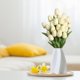 thumbnail image 5 of Jarrón decorativo de plástico blanco y verde para flores artificiales | Centro de mesa contemporáneo para el hogar y la mesa, ideal para bodas y fiestas., 5 of 6
