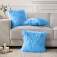 thumbnail image 5 of SUSIELADY Pack of 2 Faux Fur Throw Pillow Covers 18x18 Inch, Luxury Soft Fuzzy Cushion Covers for Couch, Sofa, Bed, Living Room, Decorative Pillowcases, Light Blue, 5 of 8