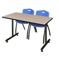 thumbnail image 2 of Regency Kobe 60 x 24 in. T-Base Training Seminar Table- Mocha Walnut, 2 M Stack Chairs- Blue, 2 of 2