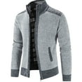 thumbnail image 3 of Lu's Chic Men's Zip Up Cardigan Sweater Full Zipper Long Sleeve Knit Slim Fit Knitwear Tops Pockets Grey 44, 3 of 5