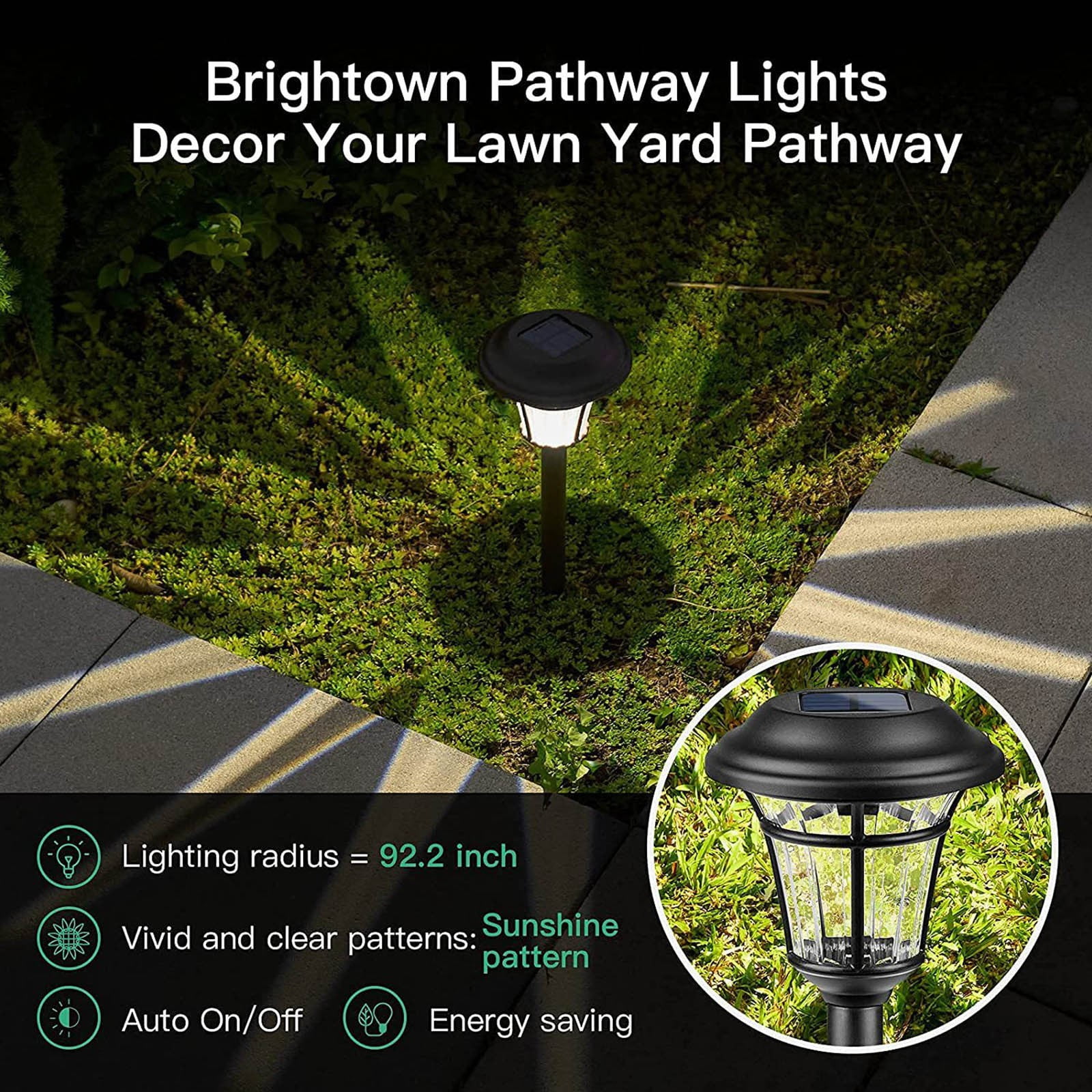 YZEGDCH Garden In-ground Pathway Lights Landscape Lighting,6 Pack Outdoor Solar Garden Ground Light Solar Garden Light for Lawn,Pathway,Driveway,Front,Back Door