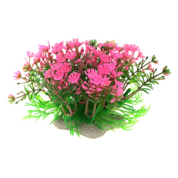 Unique Bargains 1 Pc Fish Tank Plants Decorations Artificial Aquarium Grass Ball Green Pink 2.56x4.92 Inch