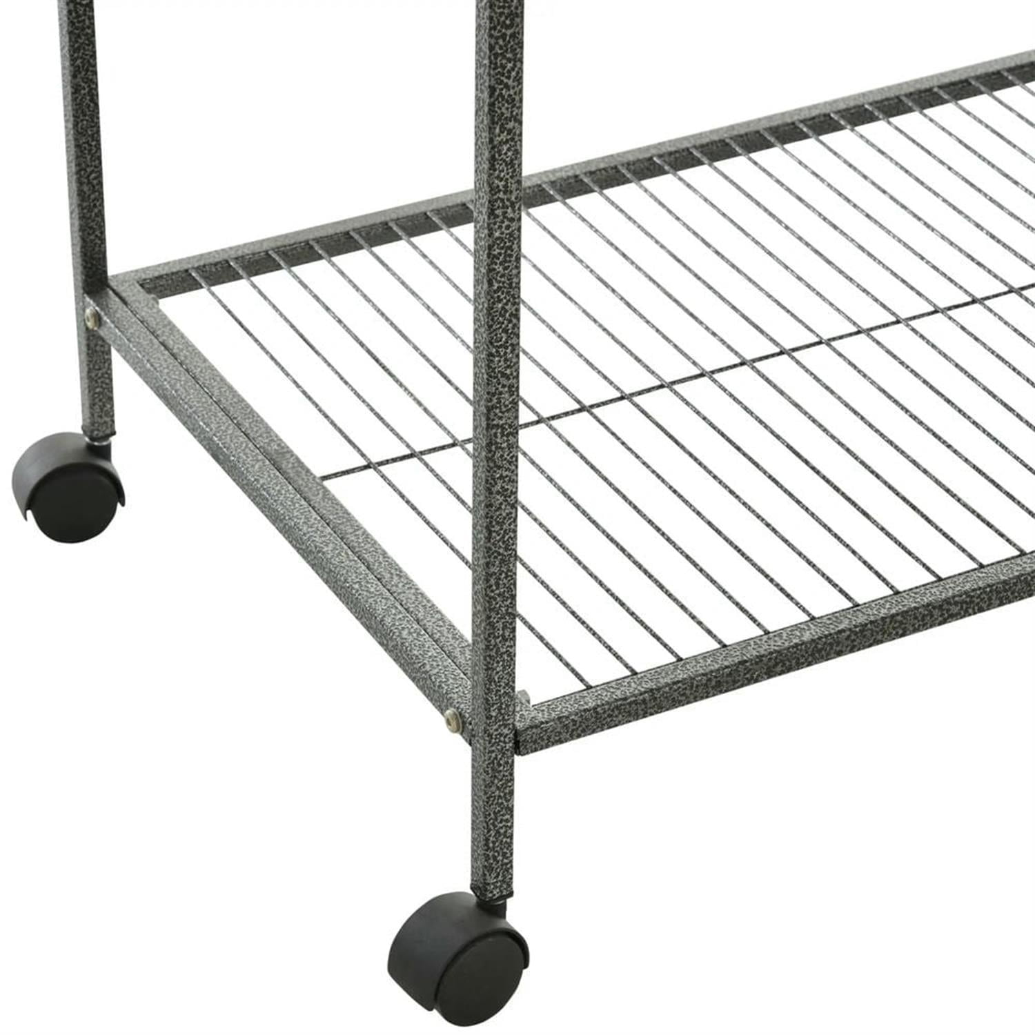 resenkos 64" Height Heavy Duty Travel Bird Cage Carrier with Rolling Stand, Wood Perch & Food Container for Parrots Conures Lovebird Cockatiel Parakeets, Black