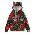 thumbnail image 4 of Women's Christmas Hooded Pullover Winter Thicken Sweatshirt Santa Claus Graphic Outfits Fleece Warm Clothing Snowflake Tops Festival Fashion Clothes, 4 of 5